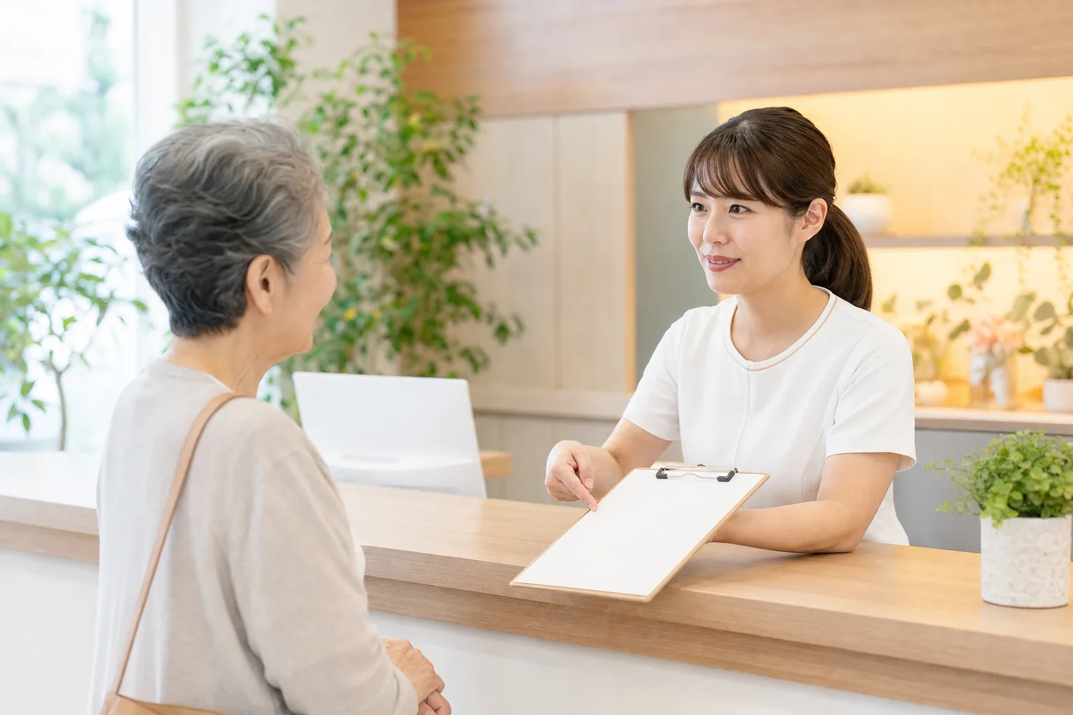 深夜に症状を検索しながらクリニックの AI 相談窓口で質問する患者様のイメージ